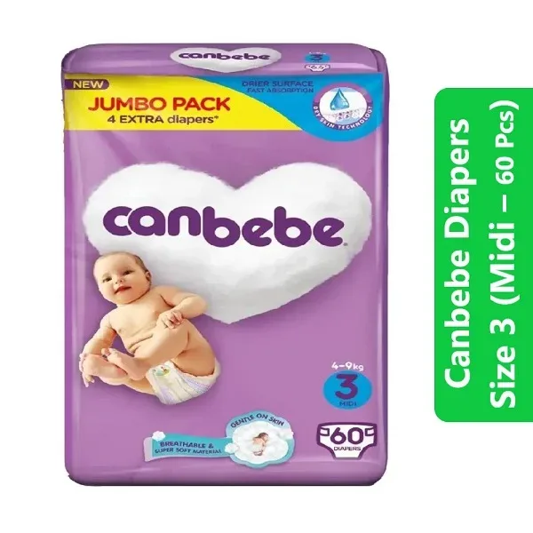 Canbebe Diapers Size 3 (Midi – 60 Pcs)
