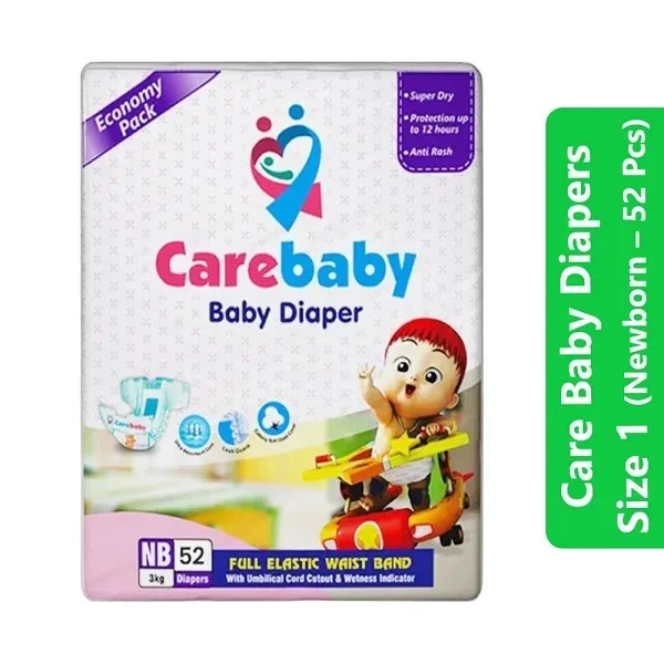 Care Baby Diapers Size 1 (Newborn – 52 Pcs)