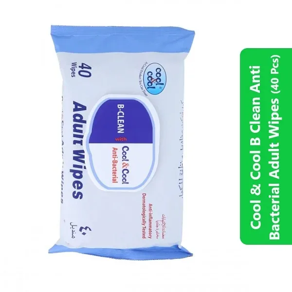 Cool & Cool B Clean Anti Bacterial Adult Wipes (40 Pcs)