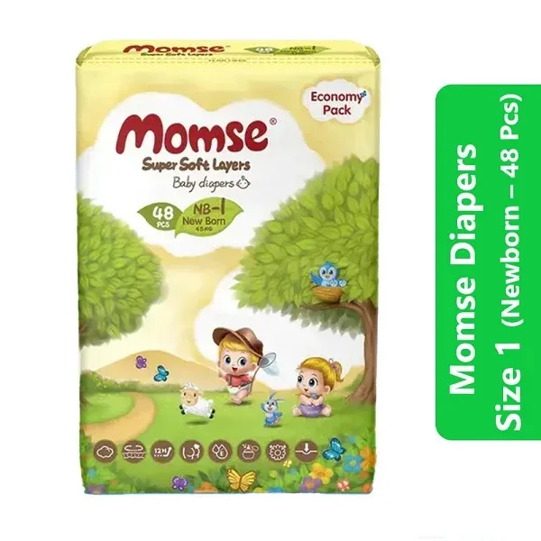 Momse Diapers Size 1 (Newborn – 48 Pcs)