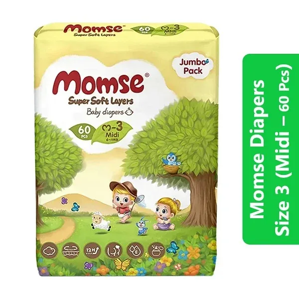 Momse Diapers Size 3 (Midi – 60 Pcs)