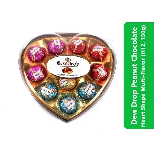 Dew Drop Peanut Chocolate Heart Shape Multi-Flavor (H12, 150g) 3 Dew Drop Peanut Chocolate Heart Shape Multi-Flavor (H12, 150g)