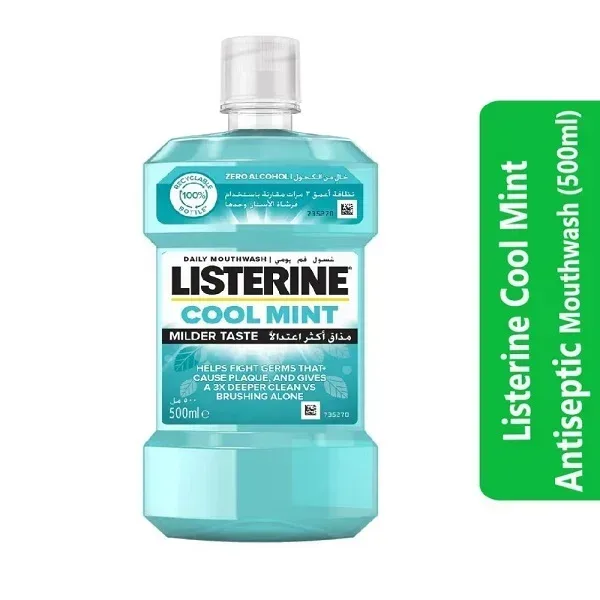 Listerine Cool Mint Antiseptic Mouthwash (500ml) 1 Listerine Cool Mint Antiseptic Mouthwash (500ml)
