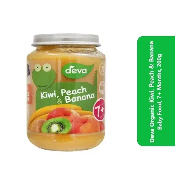 Deva Organic Kiwi, Peach and Banana Baby Food, 7+ Months, 200g 1 Deva Organic Kiwi, Peach and Banana Baby Food, 7+ Months, 200g