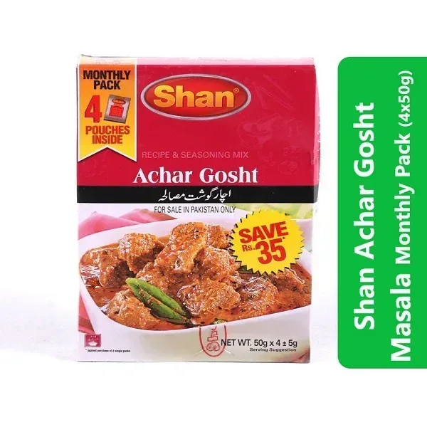 Shan Achar Gosht Masala Monthly Pack (4x50g) 3 Shan Achar Gosht Masala Monthly Pack (4x50g)