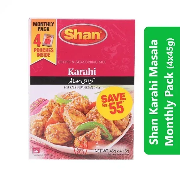 Shan Karahi Masala Monthly Pack (4x45g) 3 Shan Karahi Masala Monthly Pack (4x45g)