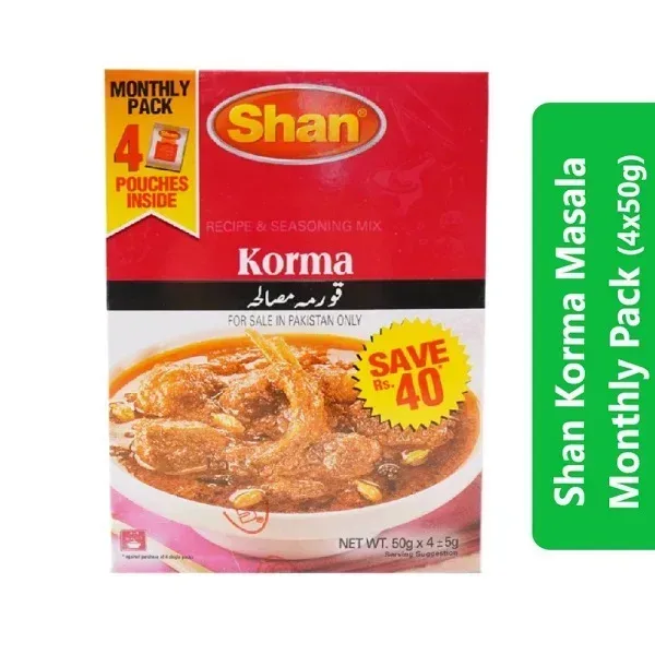 Shan Korma Masala Monthly Pack (4x50g) 3 Shan Korma Masala Monthly Pack (4x50g)