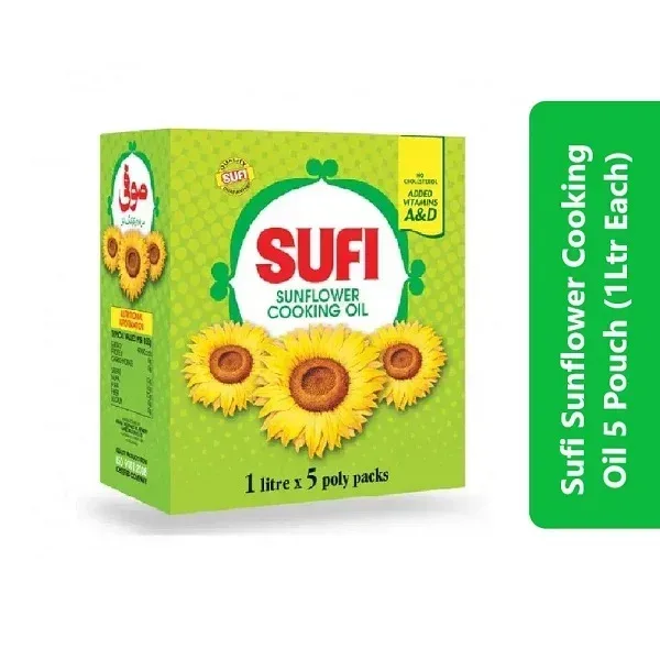 Sufi Sunflower Cooking Oil 5 Pouch (1Ltr Each) 3 Sufi Sunflower Cooking Oil 5 Pouch (1Ltr Each)