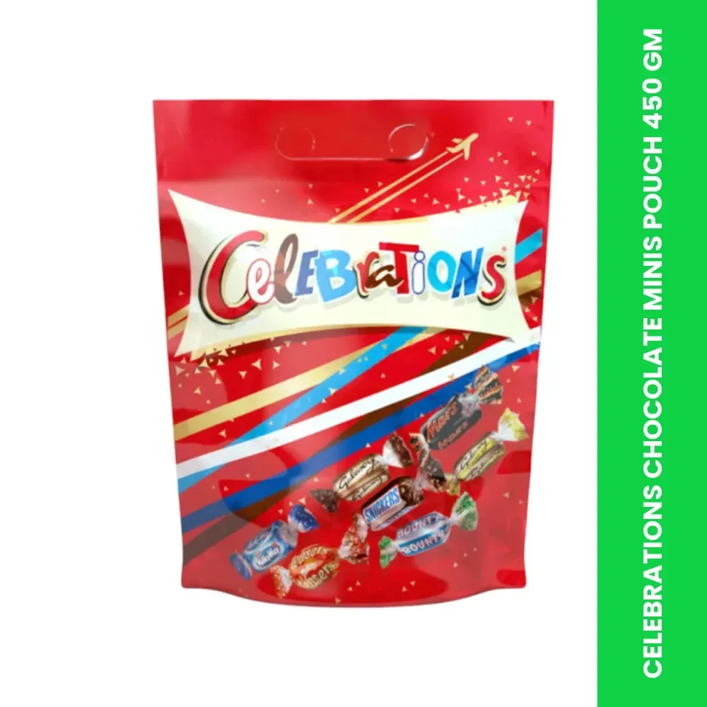 celebrations chocolate minis pouch 450 gm themed