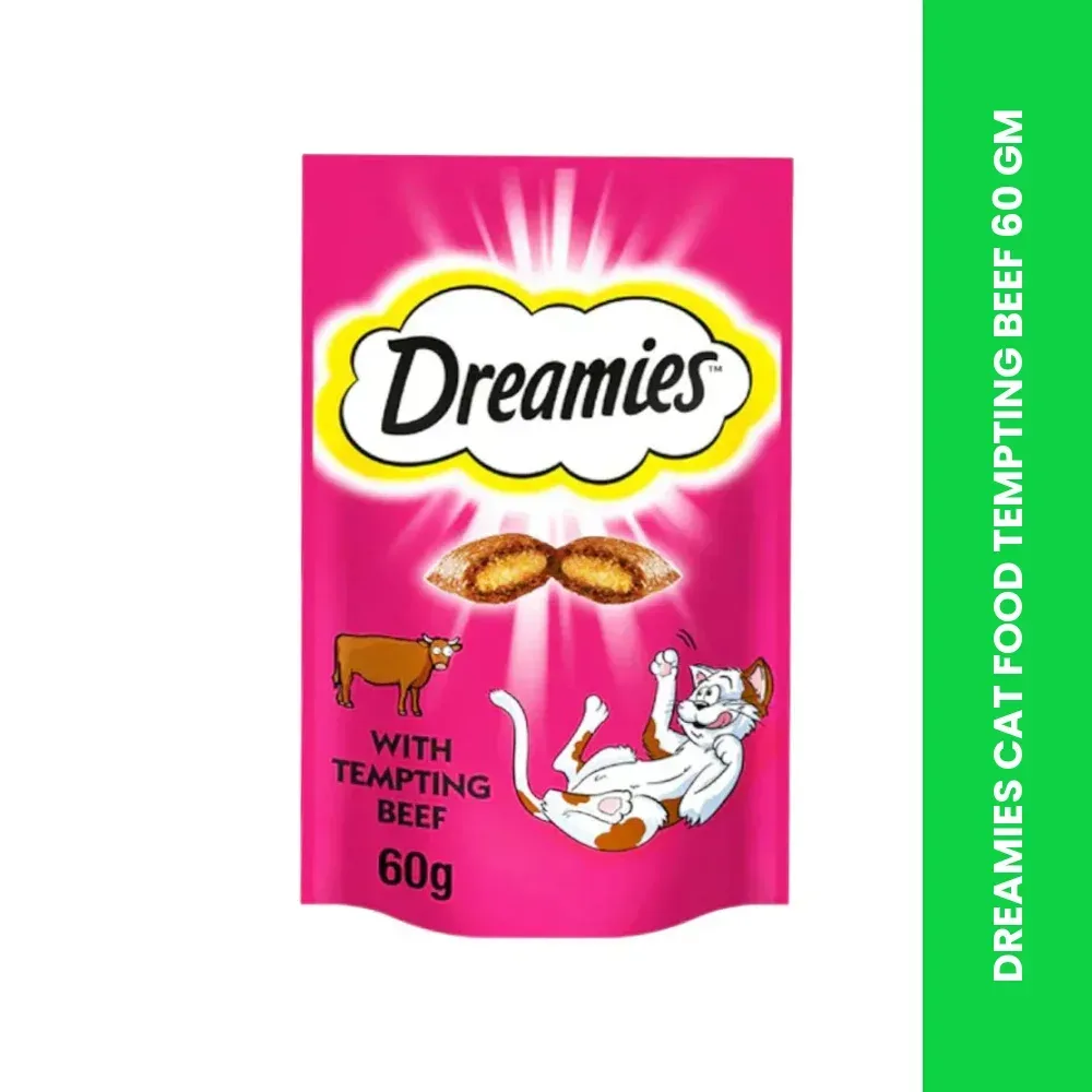 dreamies cat food tempting beef 60 gm themed