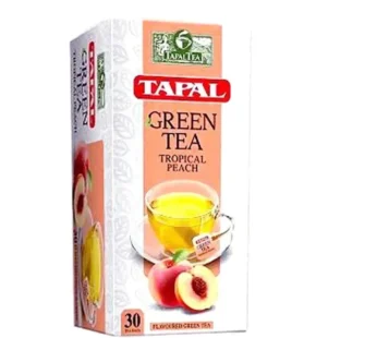 TAPAL GREEN TEA BAGS TROPICAL PEACH 30 BAGS 45 GM