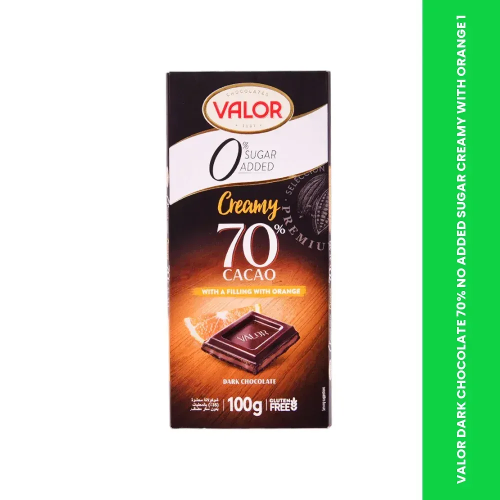 valor dark chocolate 70 no added sugar creamy with orange 1 themed