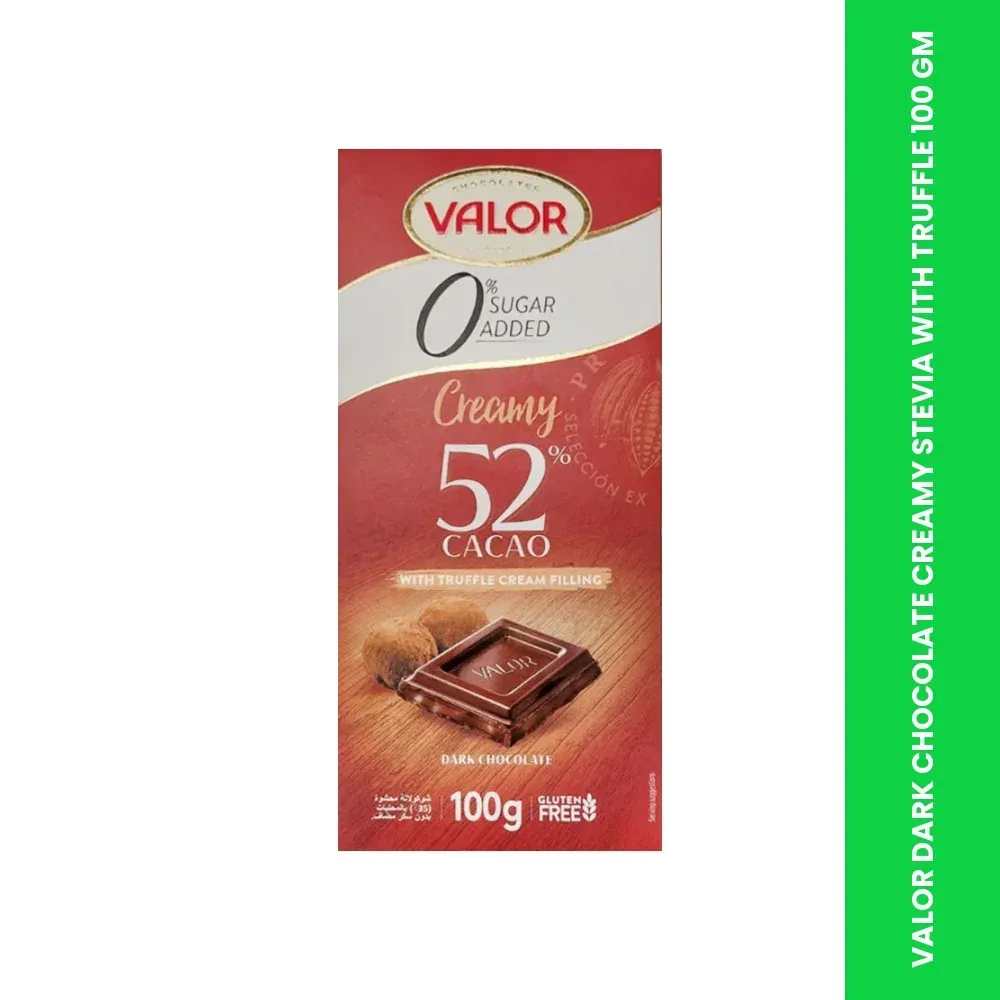 VALOR DARK CHOCOLATE CREAMY STEVIA WITH TRUFFLE 100 GM 3 VALOR DARK CHOCOLATE CREAMY STEVIA WITH TRUFFLE 100 GM