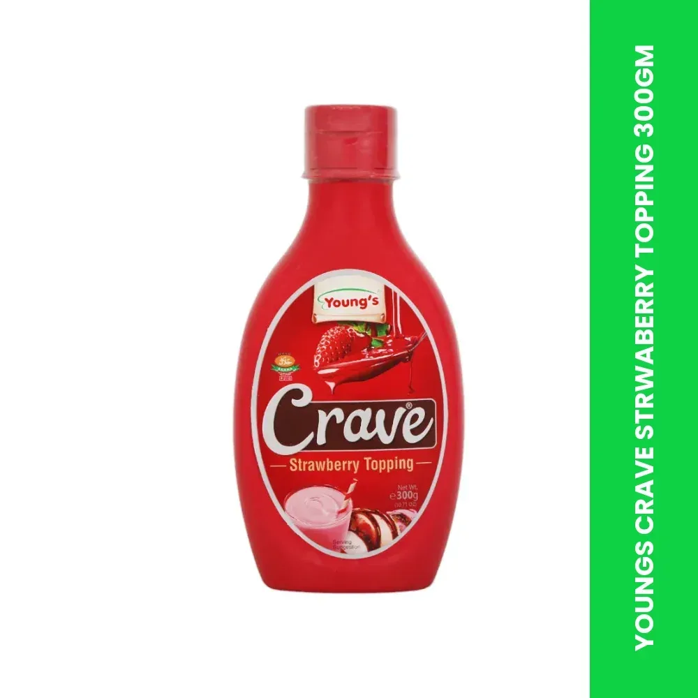 youngs crave strwaberry topping 300gm themed